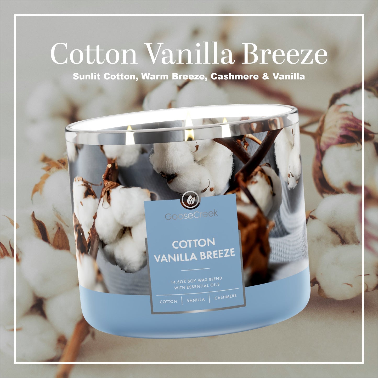 Cotton Vanilla Breeze 3-Wick Candle