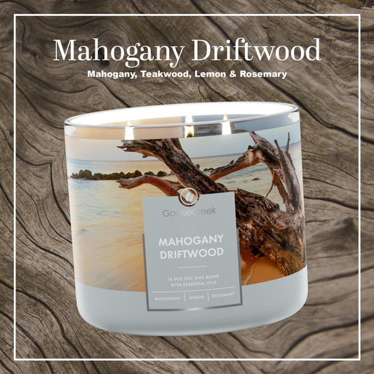 Mahogany Driftwood Large 3-Wick Candle