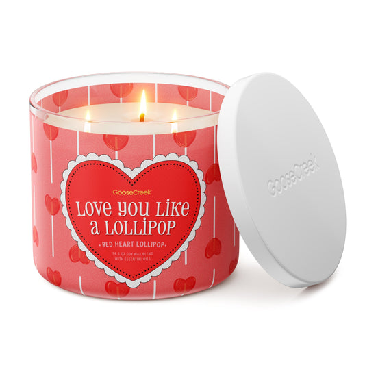 Red Heart Lollipop Large 3-Wick Candle